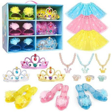 Meland Princess Dress Up For Girls - Dress Up Clothes For Girls With Princess Shoes, Princess Toys For Girls 3,4,5,6 Year Old