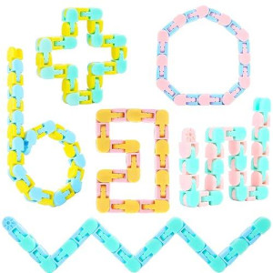 Woosir 6 Pack Wacky Tracks Fidget Toys Gifts For Kids Classroom Brithday Party Favors 24 Links Sensory Snap Fidget Snake Click Toys For Kids Adult Stress Relief Party Gifts Macarons Colors