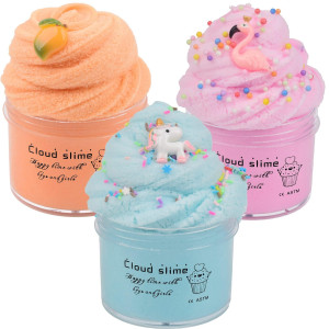 3 Pack Cloud Slime Kit For Kids Party Favors, Snow Slime 3 Pack Soft Sludge Slime Toys For Girls Boys Birthday Holiday Christmas Gifts
