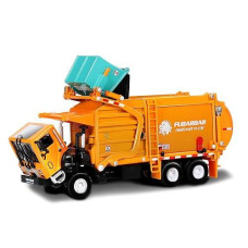 Garbage Truck Toys, Fubarbar 1:43 Bruder Tonka Trash Trucks Model For Boys Metal Diecase Waste Management Front Loader Die Cast Recycling Dumpster Truck Toy For 3 4 5 6 Years Old(Orange)