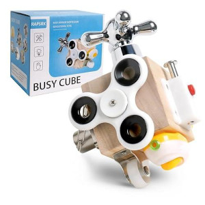 Rapsrk Busy Cube For Kids Sensory Busy Board Travel Toy For Toddlers 1-3 Years Old, Fidget Cube Toy Educational Montessori Learning Toys For Babies 18-36 Months