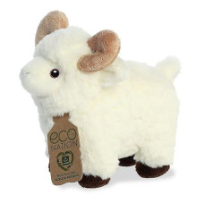 Aurora Eco-Friendly Eco Nation Ram Stuffed Animal - Environmental Consciousness - Recycled Materials - White 8 Inches