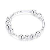 Jacruces 925 Sterling Silver Anxiety Ring For Women Men Fidget Rings For Anxiety Anxiety Ring With Beads Spinner Ring For Anxiety Spinning Ring Size 8