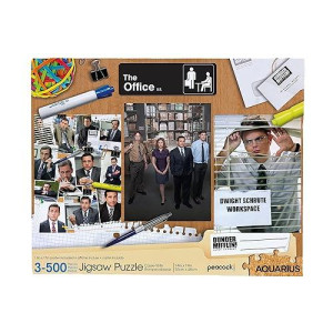 Aquarius Set Of 3 The Office Puzzles (Three 500 Piece Jigsaw Puzzles) - Glare Free - Precision Fit - Officially Licensed The Office Merchandise & Collectibles - 14X19 Inches