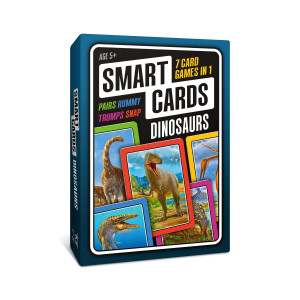 Smart Cards Dinosaurs Card Game - Matching Pairs, Snap, Trumps, Rummy, Happy Families (7 Games To Play) Travel Game, Gift, Stocking Stuffer For Adults, Kids, Boys, Girls Age 5+, 1-8 Players