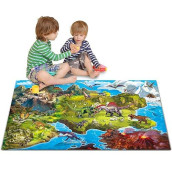 Oriate Kids Toy Dream Mat Dinosaur World Activity Playmat, Parent-Child Interaction Cognitive Teaching Floor Game Carpet, Learn And Have Fun Playtime With Dino Toys Of Kid'S Collection 552-D