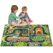 Oriate Kids Toy Dream Mat Racetrack Activity Playmat, Ideal Fun Carpet Racing Map For Bedroom Playroom, 47" X 31" Pretend Play Rug Safely Have Fun, Great For Playing With Car Toys 552-R