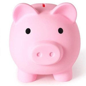 Large Piggy Bank, Unbreakable Plastic Money Bank, Coin Bank For Girls And Boys, Large Size Piggy Banks, Practical Gifts For Birthday, Christmas, Baby Shower (Pink)