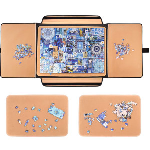 Rekcopu 1500 Pieces Jigsaw Puzzle Board, Portable Puzzle Board, Jigsaw Puzzle Table Board, Puzzle Keeper Puzzle Caddy With Sorting Trays & Detachable Board,Non-Slip Surface, Medium