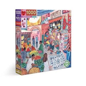 Eeboo: Piece And Love Marrakesh 1000 Piece Square Jigsaw Puzzle, Sturdy Puzzle Pieces, A Cooperative Activity With Friends And Family