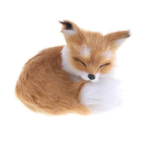 Gudves Simulation Brown Fox Toy Furs Squatting Fox Model Home Decoration Animals World With Static Action Figures (Fox Toy)