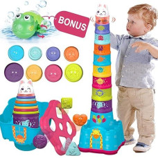 Ltkfffdp Baby Stacking Toys For Toddler 1-3, Nesting Cup Shape Sorter For Infant 6 To 12-18 Month, Learning Stackable Block, Birthday Gift For Girl Boy 9 Month