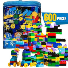 Dimple Large Building Blocks For Toddlers/Kids (600 Piece) Stackable, Multi-Colored, Interlocking Toys Safe, Non-Toxic Plastic Bright Colors, Waterproof Boys, Girls Age 3 For Kids