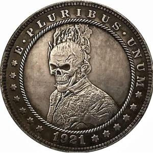 Scary Skull Head Copy Antique Morgan Hobo Coin, Commemorative Badge Collection Toy