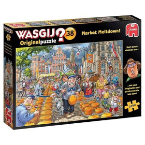 Jumbo, Wasgij, Original 38 - Market Meltdown!, Unique Collectable Jigsaw Puzzle For Adults, 1,000 Piece