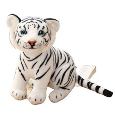 Gudves Stuffed Toy, Tigers Plush Animal - White Tiger, 11.8 In Polyester, Lifelike Stuffed Animal For Boy Baby, Kids Toy