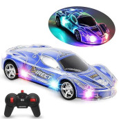 Haktoys Remote Control Sports Car: Radio Control Racing Toy Vehicle With Led Flashing Lights - Great Gift For Kids, Boys And Girls (Blue)