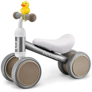 Bobike Baby Balance Bike Toys For 1 Year Old Gifts Boys Girls 10-24 Months Kids Toy Toddler Best First Birthday Gift Children Walker No Pedal Infant 4 Wheels Bicycle (Silver)