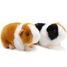 2 Pieces 8 Inch Cute Guinea Pig Plush Toys Stuffed Realistic Stuffed Animals Soft Guinea Pig Doll Toys Decor For Boys Girl Themed Party Supplies (Black, Yellow)