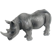 African Jungle Animals Figures Toys, Female Rhino Realistic Plastic Safari Animals Figurine Height 2.2 Inch