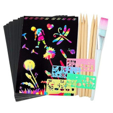 Komitasui Scratch Paper Art Supplies, Art Kit Gifts, Rainbow Scratch Drawing Paper Arts And Crafts Set For Games Birthday Christmas Gifts