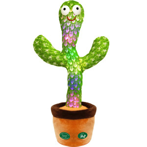 [Update Volume Adjustable] Dancing Cactus Talking Toy,Gift Package Repeat Sunny Cactus Plush Toys-Talking Sing+Repeat+Dancing+Recording+Rainbow Led(15 Second Recording)