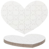 Set Of 12 Heart Shaped Blank Jigsaw Puzzles To Draw On For Valentines, Diy Crafts (9 X 6 In, 40 Pieces Each