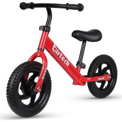 Birtech Balance Bike For 2-5 Years Old Kids 12 Inch Toddler Balance Bike Kids Indoor Outdoor Toys No Pedal Training Bicycle With Adjustable Seat Height, Red