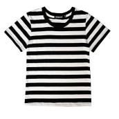 Kids Mime Artist Costume Shirt Halloween Short Sleeve Black White Striped Crewneck Summer Tee Top 7-8 Years