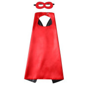 Evlatte Kids Superhero Cape And Mask, Festival Fancy Dress Superhero Costumes For Boys And Girls Dress Up For Halloween Christmas Cosplay Birthday Party (Red-Black)