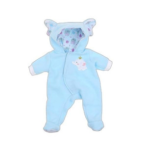 Jc Toys Berenguer Boutique Baby Doll Outfit Blue Elephant Themed Hooded Onesie Ages 2+ Fits Dolls 14- 16