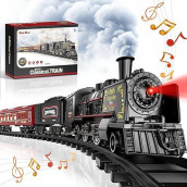 Hot Bee Train Set, Christmas Train W/Glowing Passenger Carriages Metal Electric Train For Christmas Tree, Model Train Toys W/Smoke, Sound & Light, Christmas Toys Gifts For 3 4 5 6 7+ Years Old Boys