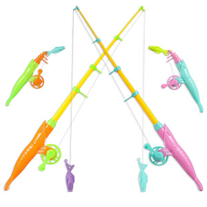 Wettarn 4 Pieces Of Magnetic Fishing Game Water Toy Summer Magnetic-Floating Toy 73 Inches Magnetic Pole Boy And Girls Fishing Bath Toy Game Fishing Rod Bathing Carnival For Boys Girls Teens