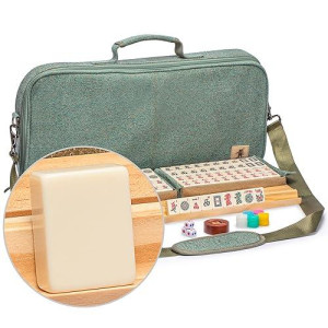 Yellow Mountain Imports American Mahjong Set, Heather With Soft Case - All-In-One Racks With Pushers, Wright Patterson Scoring Coins, Dice, & Wind Indicator