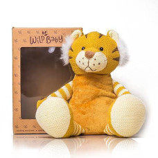 Wild Baby Tiger Stuffed Animals, Warmie For Kids, 12 Inch, Microwavable, Heatable Clay Beads, Squishmallow Plush Pal With Dried Lavender Aromatherapy, Soft & Cuddly, Kids Gifts Box Ready