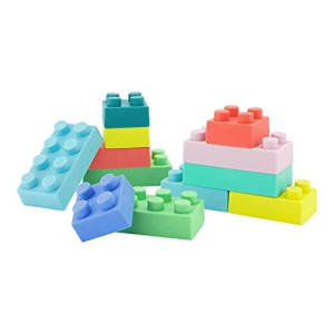 Infantino Super Soft Building Blocks, Easy-To-Hold For Babies & Toddlers, Bpa-Free, Multi-Colored, 12-Piece Set