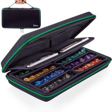 Siquk Green Eva Dice Case With Detachable Tray And Handle For Dungeons & Dragons And Other Rpg Games