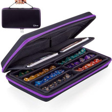 Siquk Dice Case Dnd Dice Box Dice Storage Case Dice Organizer Holder With Handle Removable Slotted Tray Holds 8 Sets Dnd Dice For Dungeons & Dragons And Other Rpg Table Games, Violet
