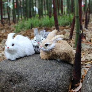 Tboxbo 3 Pcs Mini Realistic Plush Rabbits Simulation Animal Model Decoration Lifelike Animal Bunny Toys Imitate Furry Rabbits Cute Soft Stuffed Animal Doll Birthday Gifts