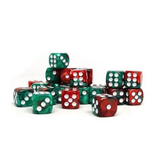 25 Count Pack Of 12Mm D6 Dice - Matching Collection Of 6 Sided Dice With Pips (Green And Red Swirl)