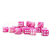 25 Count Pack Of 12Mm D6 Dice - Matching Collection Of 6 Sided Dice With Pips (Pink Opal)