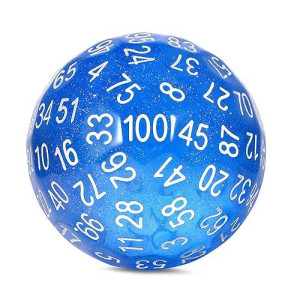 D100 Dice Glitter Blue Dndnd 100 Sided Die With Translucent Pouch For Dungeons And Dragons(Chameleon Blue With White Number)