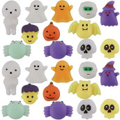 Cllayees 24 Pcs Squishy Mochi Toys, Halloween Mini Stress Relief Toys, Ghost Pumpkin Spider Bat Decorations Party Favors For Kids Adults