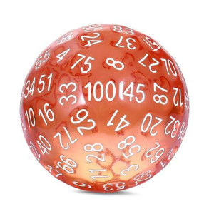 100 Sided Dice Dndnd D100 Die With Translucent Pouch For Dungeons And Dragons(Translucent Orange With White Number)