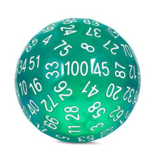 Green D100 Dice Dndnd 100 Sided Die With Translucent Pouch For Dungeons And Dragons(Translucent Green With White Number)