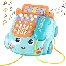 Kimery Baby Phone Toy,Baby Toy Phone Cartoon Baby Piano Music Light Toy Children Pretend Phonetoy Gift Game Boy Girl Early Education Gift Blue (18 M+)