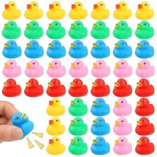 50Pieces Multicolor Mini Bath Ducks Toys,Rubber Duck Float Duck Bulk Baby Bath Toy For Shower Birthday Party Favors Gift Summer Beach Pool Party Games(5 Colors)