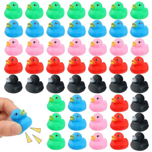 50Pieces Multicolor Mini Bath Ducks Toys,Rubber Duck Float Duck Bulk Baby Bath Toy For Shower Birthday Party Favors Gift Summer Beach Pool Party Games(5 Colors)