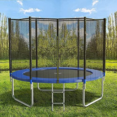 Aotob 10 Ft Trampoline Safety Enclosure Net Combo Bounce Jump For Kids Outdoor With Spring Pad Waterproof Jump Mat & Ladder