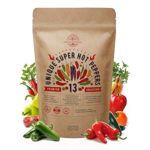 Organo Republic 13 Rare Hot Chili Pepper Seeds Variety Pack For Indoor & Outdoors. 650+ Non-Gmo Pepper Garden Seeds Kit: Jalapeno, Cayenne, Serrano, Habanero, Pasilla Bajio, Santa Fe, Fresno